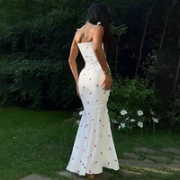 Women's Strap Dress Elegant Strap Slit Pleated Sleeveless Flower Leopard Maxi Long Dress Holiday Daily main image 2