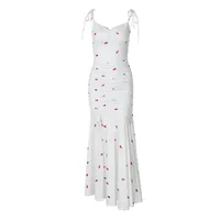 Women's Strap Dress Elegant Strap Slit Pleated Sleeveless Flower Leopard Maxi Long Dress Holiday Daily main image 5
