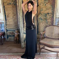 Women's Sheath Dress Elegant Sexy Halter Neck Backless Sleeveless Solid Color Maxi Long Dress Holiday Banquet Daily main image 1