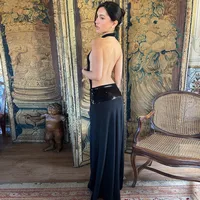 Women's Sheath Dress Elegant Sexy Halter Neck Backless Sleeveless Solid Color Maxi Long Dress Holiday Banquet Daily main image 4