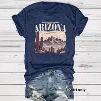 Women's T-shirt Short Sleeve T-Shirts Printing Casual Clouds Cactus Vocabulary Words/Name main image 1