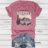 Women's T-shirt Short Sleeve T-Shirts Printing Casual Clouds Cactus Vocabulary Words/Name main image 2
