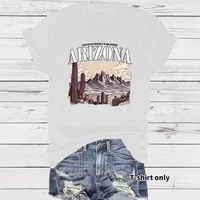 Women's T-shirt Short Sleeve T-Shirts Printing Casual Clouds Cactus Vocabulary Words/Name main image 3
