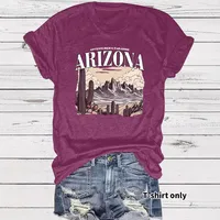 Women's T-shirt Short Sleeve T-Shirts Printing Casual Clouds Cactus Vocabulary Words/Name main image 5
