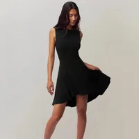 Slim-fit Solid Color New Sleeveless Sexy Spice Girls  One-character Collar Dress Slim-fit Slim Back main image 3