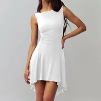 Slim-fit Solid Color New Sleeveless Sexy Spice Girls  One-character Collar Dress Slim-fit Slim Back sku image 4