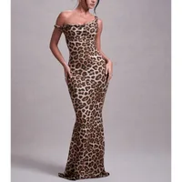 Women's Sheath Dress Elegant Boat Neck Sleeveless Flower Leopard Maxi Long Dress Holiday Banquet Daily sku image 4