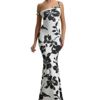 Women's Sheath Dress Elegant Boat Neck Sleeveless Flower Leopard Maxi Long Dress Holiday Banquet Daily main image 5