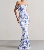 Women's Sheath Dress Elegant Boat Neck Sleeveless Flower Leopard Maxi Long Dress Holiday Banquet Daily sku image 2