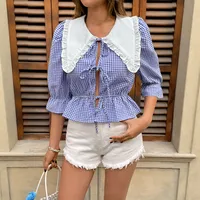 Women's Blouse Half Sleeve Blouses Simple Style Classic Style Plaid main image 1