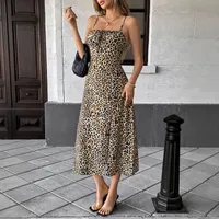 Women's Strap Dress Vintage Style Strap Sleeveless Leopard Midi Dress Holiday Street main image 2