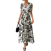 Women's A- Line Skirt Elegant Vacation V Neck Sleeveless Plant Midi Dress Daily Street main image 5