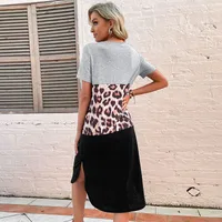 Women's A- Line Skirt Streetwear V Neck Short Sleeve Leopard Knee-Length Holiday Daily main image 4