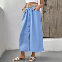 Women's Skirt Casual Button Solid Color Midi Dress Daily main image 1