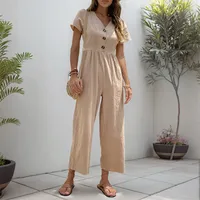 Women's Daily Casual Solid Color Button Jumpsuits main image 3