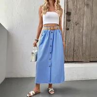 Women's Skirt Casual Button Solid Color Midi Dress Daily main image 2
