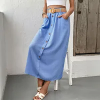 Women's Skirt Casual Button Solid Color Midi Dress Daily main image 3
