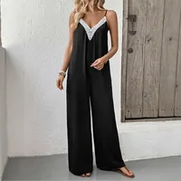 Women's Daily Casual Leaf Lace Backless Jumpsuits main image 2