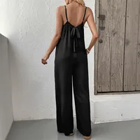 Women's Daily Casual Leaf Lace Backless Jumpsuits main image 4