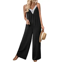 Women's Daily Casual Leaf Lace Backless Jumpsuits main image 5