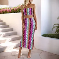 Holiday Daily Women's Casual Elegant Stripe Polyester Skirt Co-ord Set Shorts Sets sku image 15