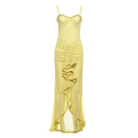Women's Strap Dress Elegant Strap Pleated Backless Sleeveless Solid Color Asymmetrical Dress Holiday Banquet Daily sku image 1