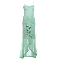 Women's Strap Dress Elegant Strap Pleated Backless Sleeveless Solid Color Asymmetrical Dress Holiday Banquet Daily sku image 9