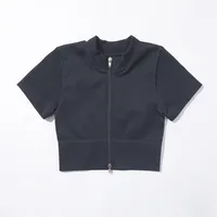 Fitness Sexy Classic Style Solid Color Nylon Spandex V Neck Active Tops Coat sku image 6