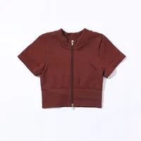 Fitness Sexy Classic Style Solid Color Nylon Spandex V Neck Active Tops Coat sku image 12