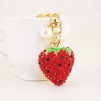 1 Piece Cute Artistic Strawberry Alloy Inlay Rhinestones Keychain main image 2