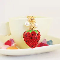 1 Piece Cute Artistic Strawberry Alloy Inlay Rhinestones Keychain main image 3