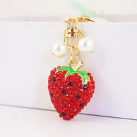 1 Piece Cute Artistic Strawberry Alloy Inlay Rhinestones Keychain main image 1