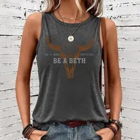 Women's Vest Tank Tops Printing Pastoral British Style Letter Cattle main image 1