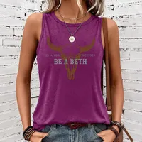 Women's Vest Tank Tops Printing Pastoral British Style Letter Cattle main image 3