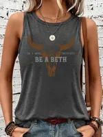 Women's Vest Tank Tops Printing Pastoral British Style Letter Cattle sku image 10