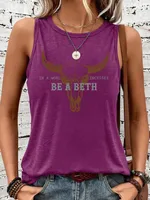 Women's Vest Tank Tops Printing Pastoral British Style Letter Cattle sku image 1