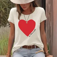 Women's T-shirt Short Sleeve T-Shirts Printing Casual Pastoral Streetwear Vocabulary Words/Name Heart Shape main image 1