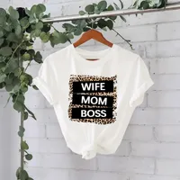 Women's T-shirt Short Sleeve T-Shirts Printing Casual Pastoral Streetwear Vocabulary Words/Name Leopard main image 1