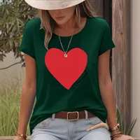 Women's T-shirt Short Sleeve T-Shirts Printing Casual Pastoral Streetwear Vocabulary Words/Name Heart Shape main image 4