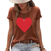 Women's T-shirt Short Sleeve T-Shirts Printing Casual Pastoral Streetwear Vocabulary Words/Name Heart Shape main image 5