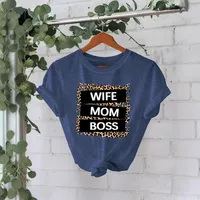 Women's T-shirt Short Sleeve T-Shirts Printing Casual Pastoral Streetwear Vocabulary Words/Name Leopard main image 3