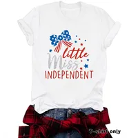 Women's T-shirt Short Sleeve T-Shirts Printing Casual Pastoral Streetwear Vocabulary Words/Name American Flag main image 1