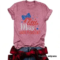 Women's T-shirt Short Sleeve T-Shirts Printing Casual Pastoral Streetwear Vocabulary Words/Name American Flag main image 2