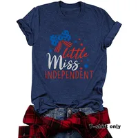 Women's T-shirt Short Sleeve T-Shirts Printing Casual Pastoral Streetwear Vocabulary Words/Name American Flag main image 3