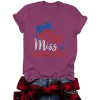 Women's T-shirt Short Sleeve T-Shirts Printing Casual Pastoral Streetwear Vocabulary Words/Name American Flag main image 5