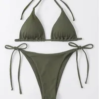 Women's Solid Color 2 Pieces Set Swimwear main image 4
