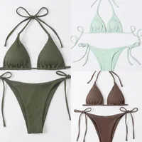 Women's Solid Color 2 Pieces Set Swimwear main image 1