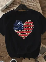 Women's T-shirt Short Sleeve T-Shirts Casual Star Stripe Heart Shape main image 2