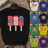 Women's T-shirt Short Sleeve T-Shirts Casual Ice Sucker Star Stripe main image 1