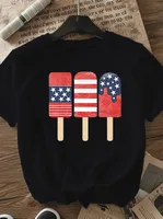Women's T-shirt Short Sleeve T-Shirts Casual Ice Sucker Star Stripe main image 2
